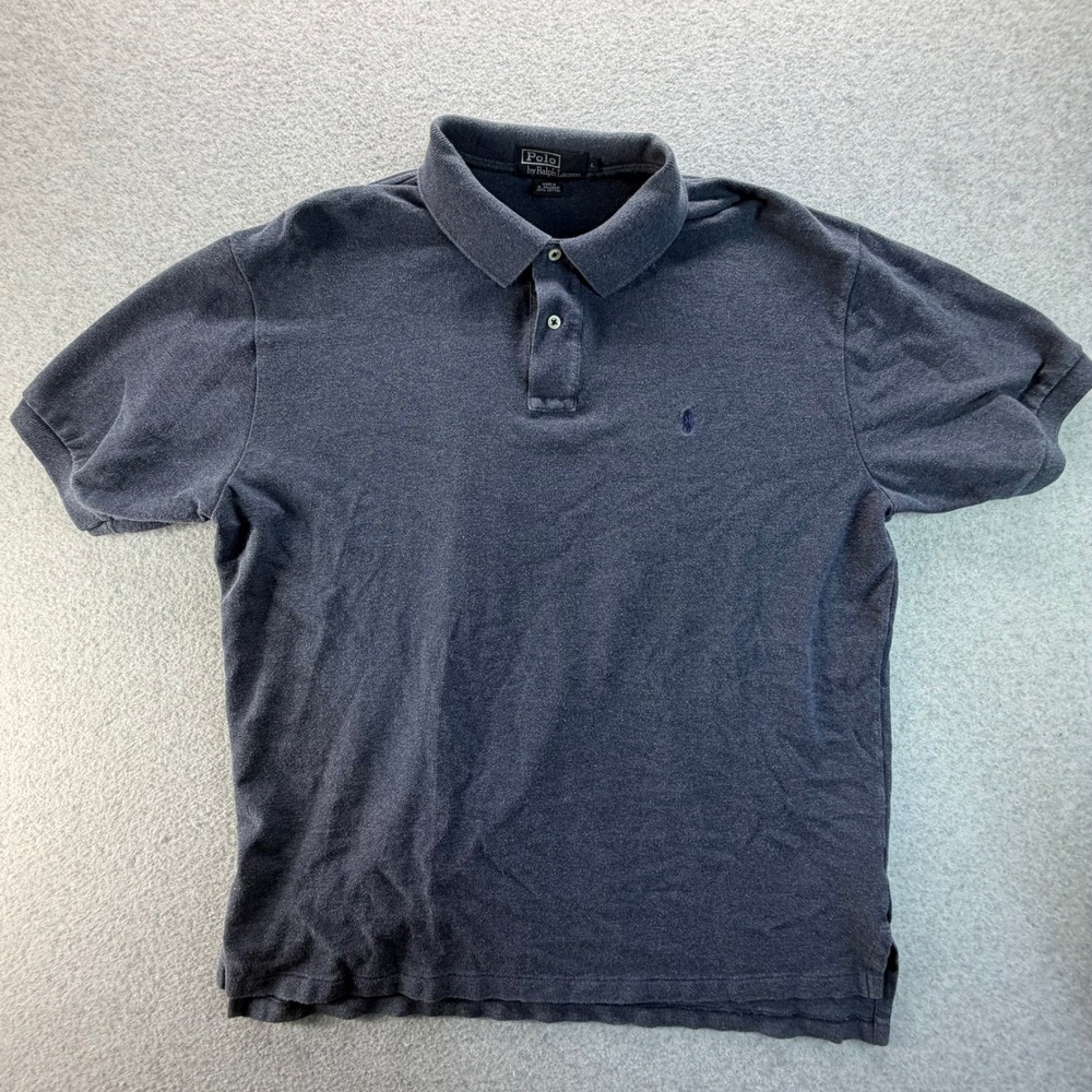 Polo Ralph Lauren Mens Large Navy Blue Short Sleeve Cotton Polo Shirt Pony Logo